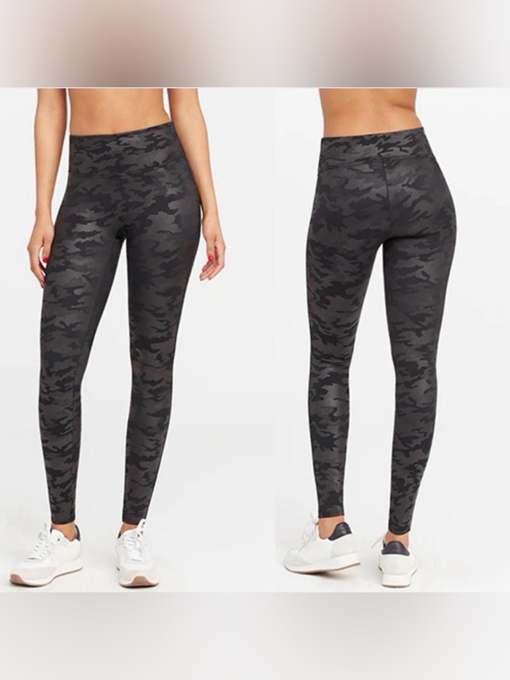 Spanx Black Camo Metallic High Rise Leggings Size M